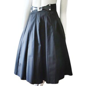 Super Full 1950s True Vintage MCM Black Circle Skirt with A Belt Unworn XS Size